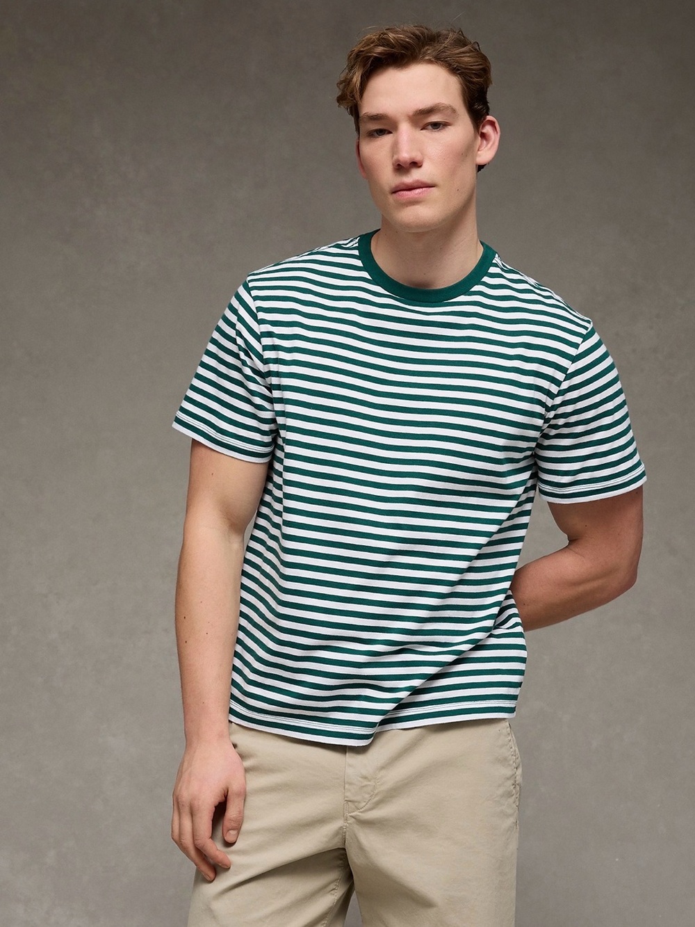AE - Classic Green Stripe Crewneck T-Shirt - Men
